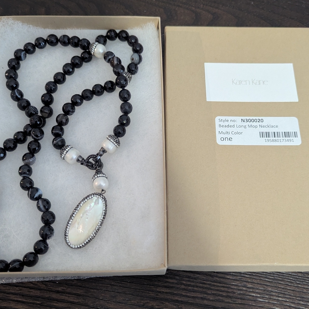 Karen Kane Black and White Beaded Necklace